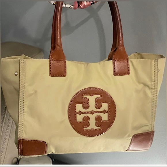 Tory Burch Tan And Leather Nylon and Leather Snap - Picture 1 of 6